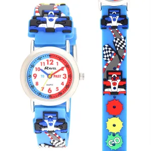 Ravel  R1513.86 Funtime Boys Racing car Design Time Teacher Strap Watch