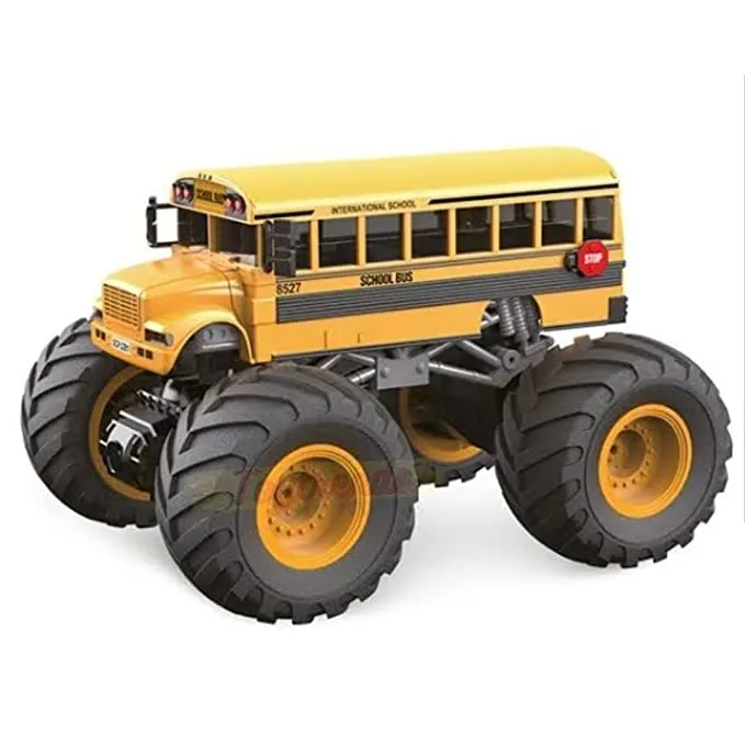 Remote Control School Bus - Monster Tyre School bus with Rechargeable Battery - playmaster bus