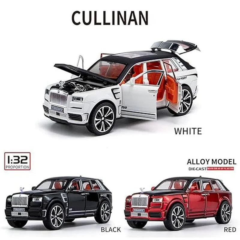 Resembling 1:32 Die Cast Metal Car Cullinan Model Car Light Sound Pull Back Car