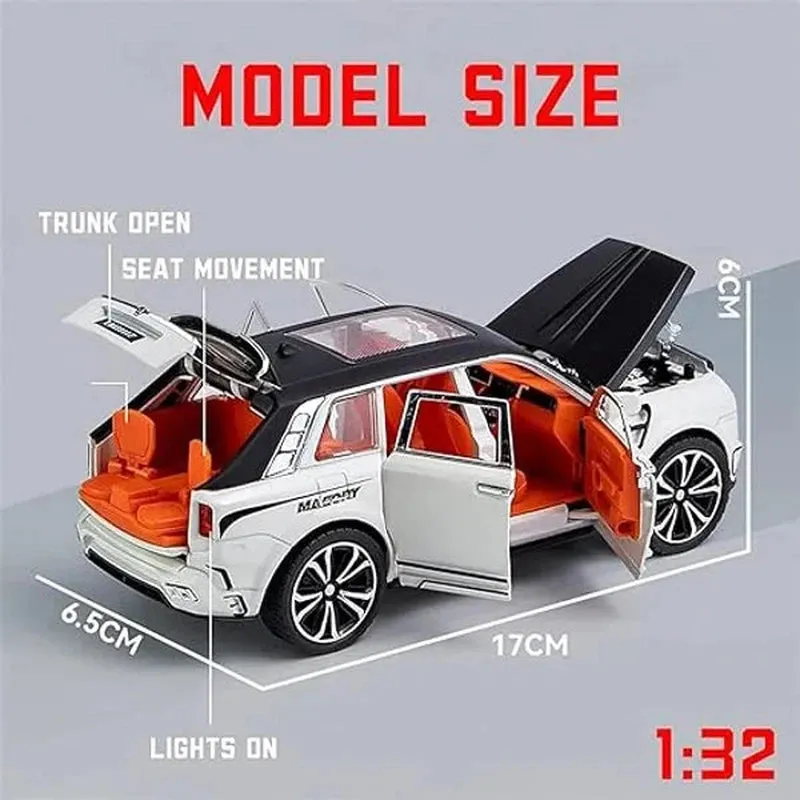 Resembling 1:32 Die Cast Metal Car Cullinan Model Car Light Sound Pull Back Car