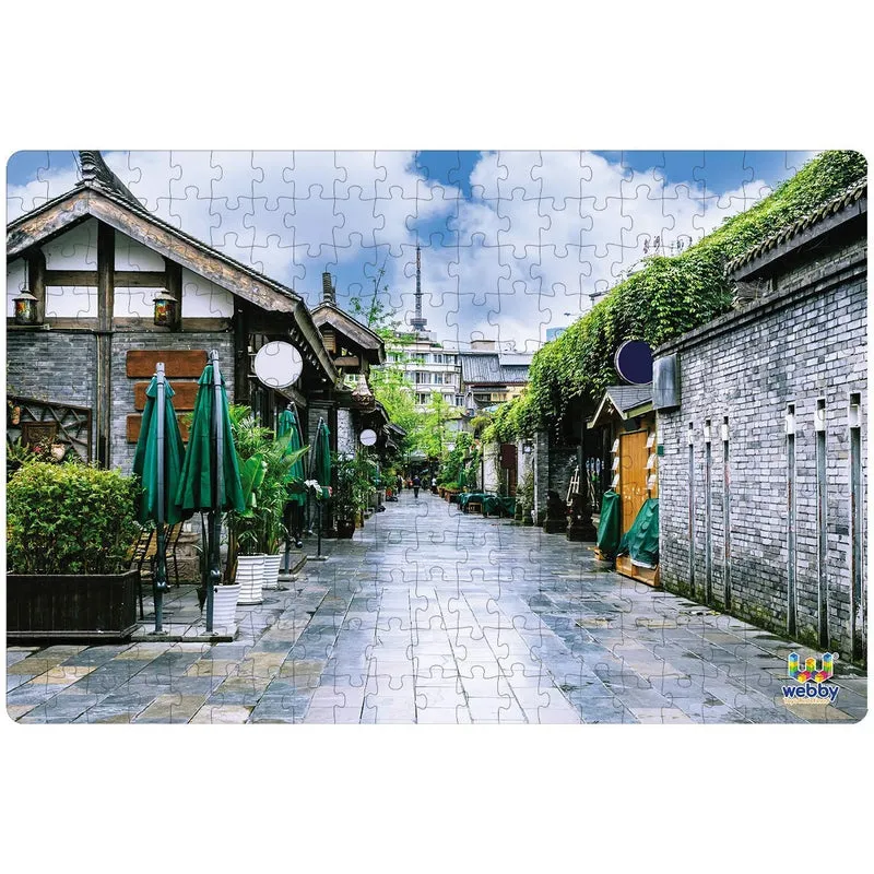 Retro Houses In Sunshine City Wooden Jigsaw Puzzle, 252 Pieces