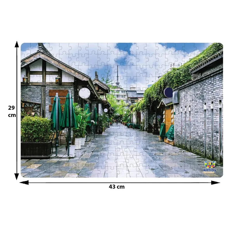 Retro Houses In Sunshine City Wooden Jigsaw Puzzle, 252 Pieces