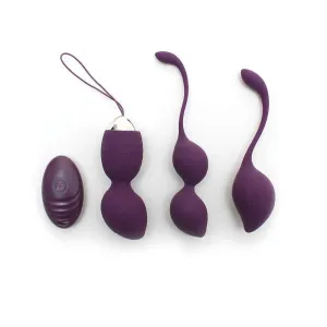 Rimba Silicone Purple Rechargeable Vibrating Kegel Ball Set with Remote