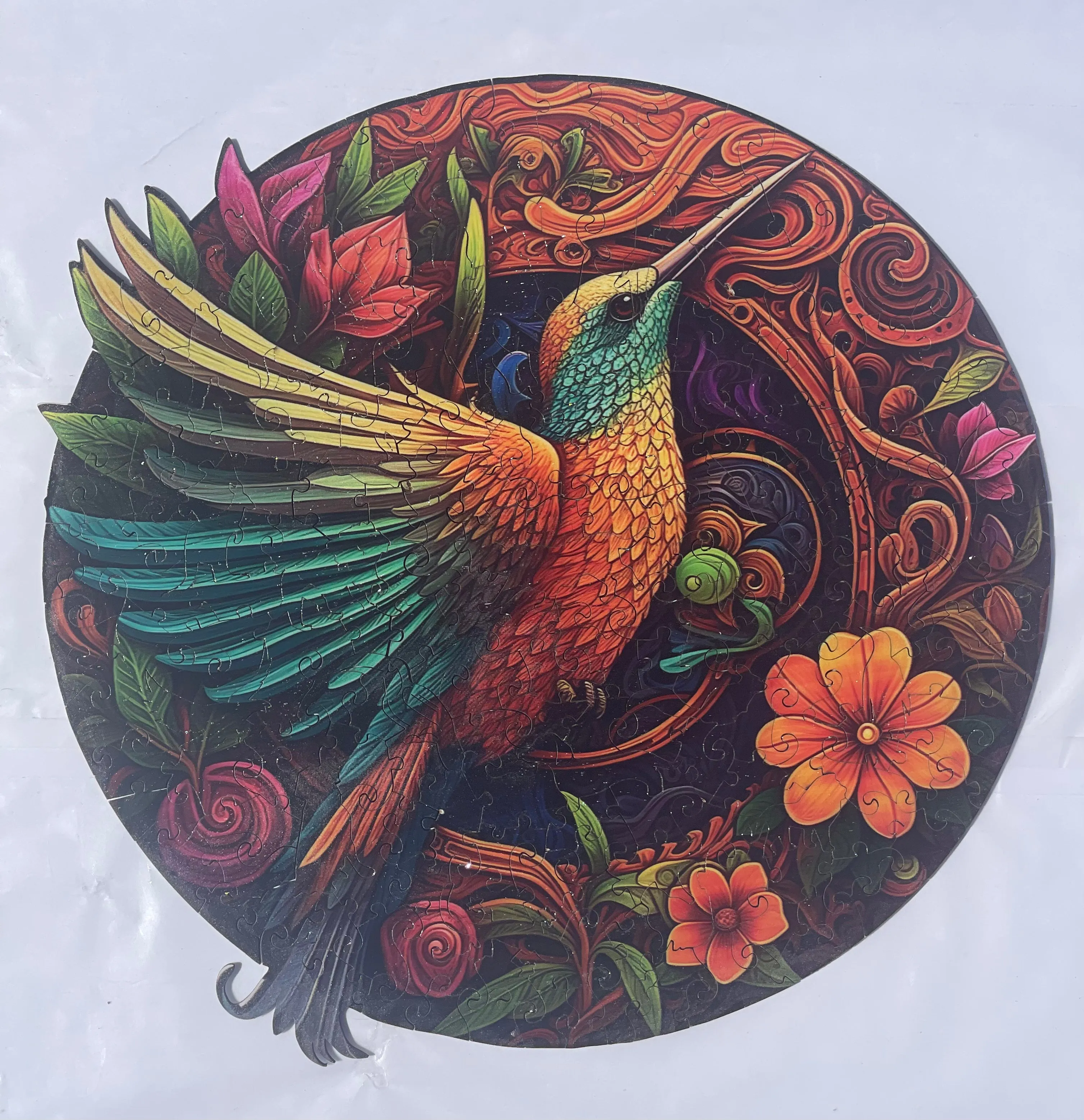 Round Wooden Puzzles - Hummingbird