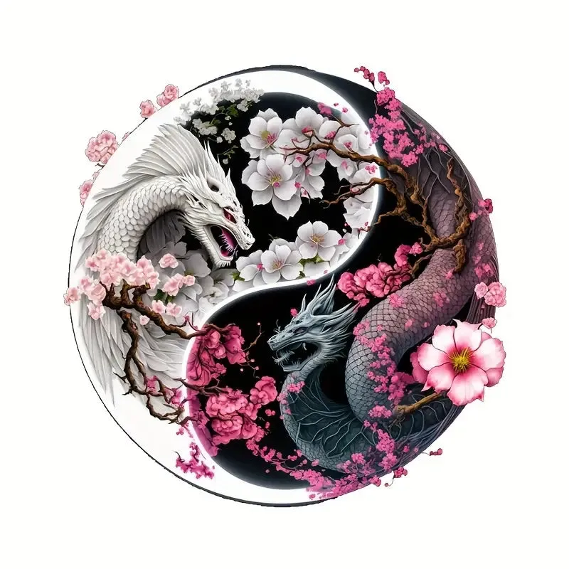 Round Wooden Puzzles - Yin and Yang Black and White Dragons