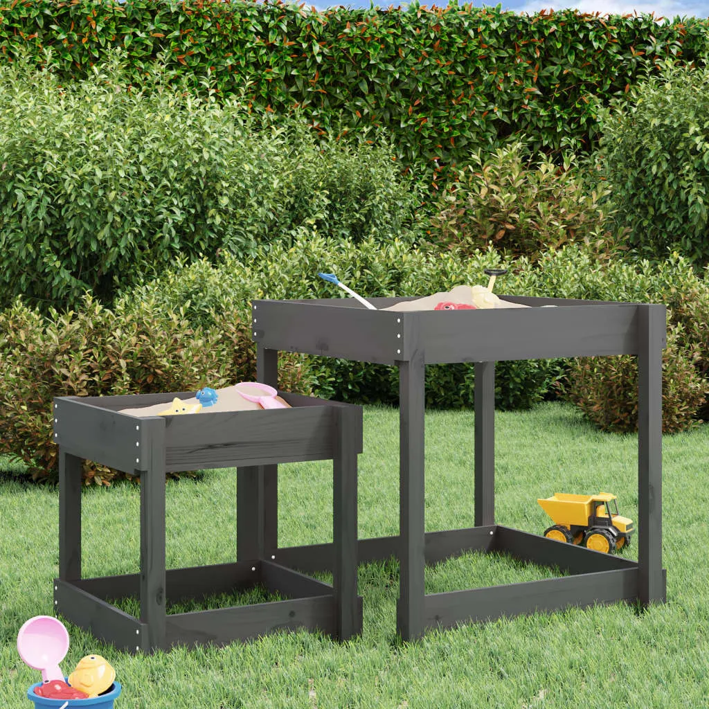 Sand Tables 2 pcs Grey Solid Wood Pine