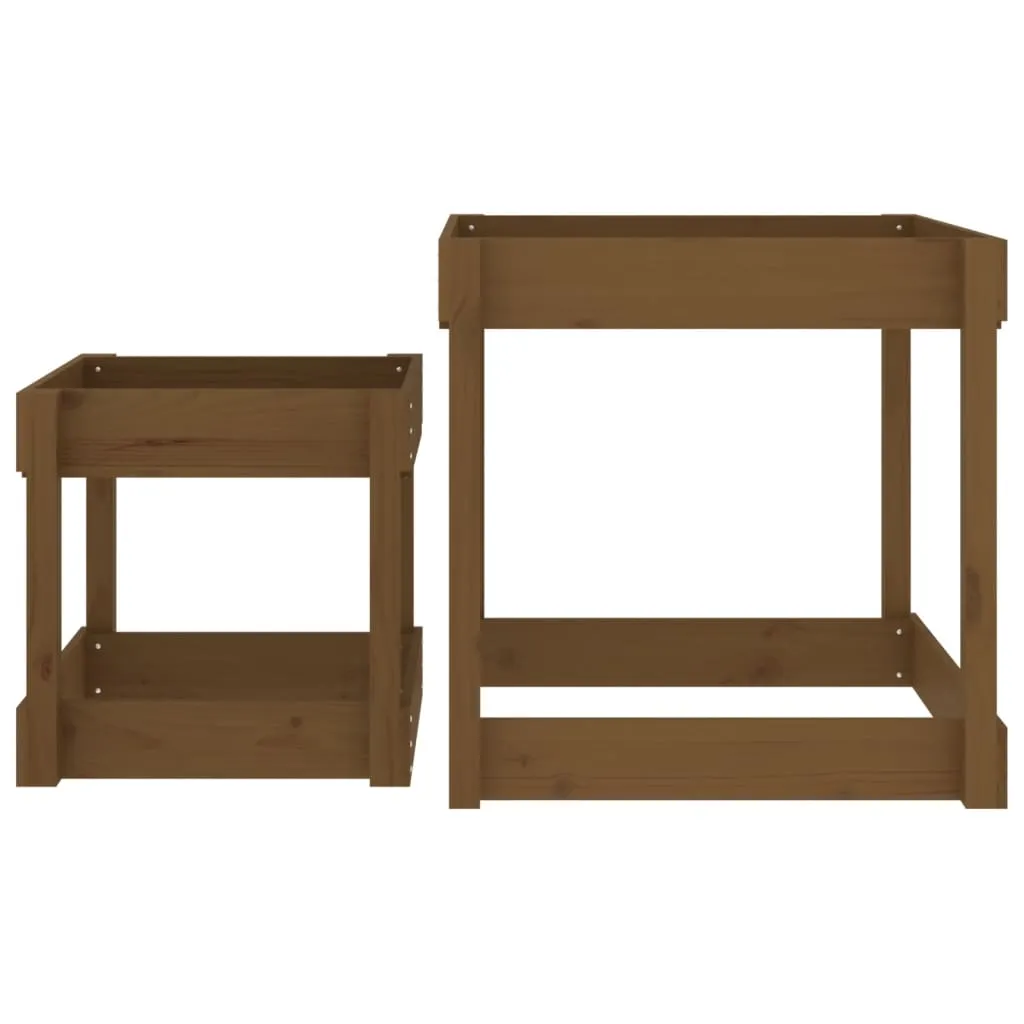 Sand Tables 2 pcs Honey Brown Solid Wood Pine