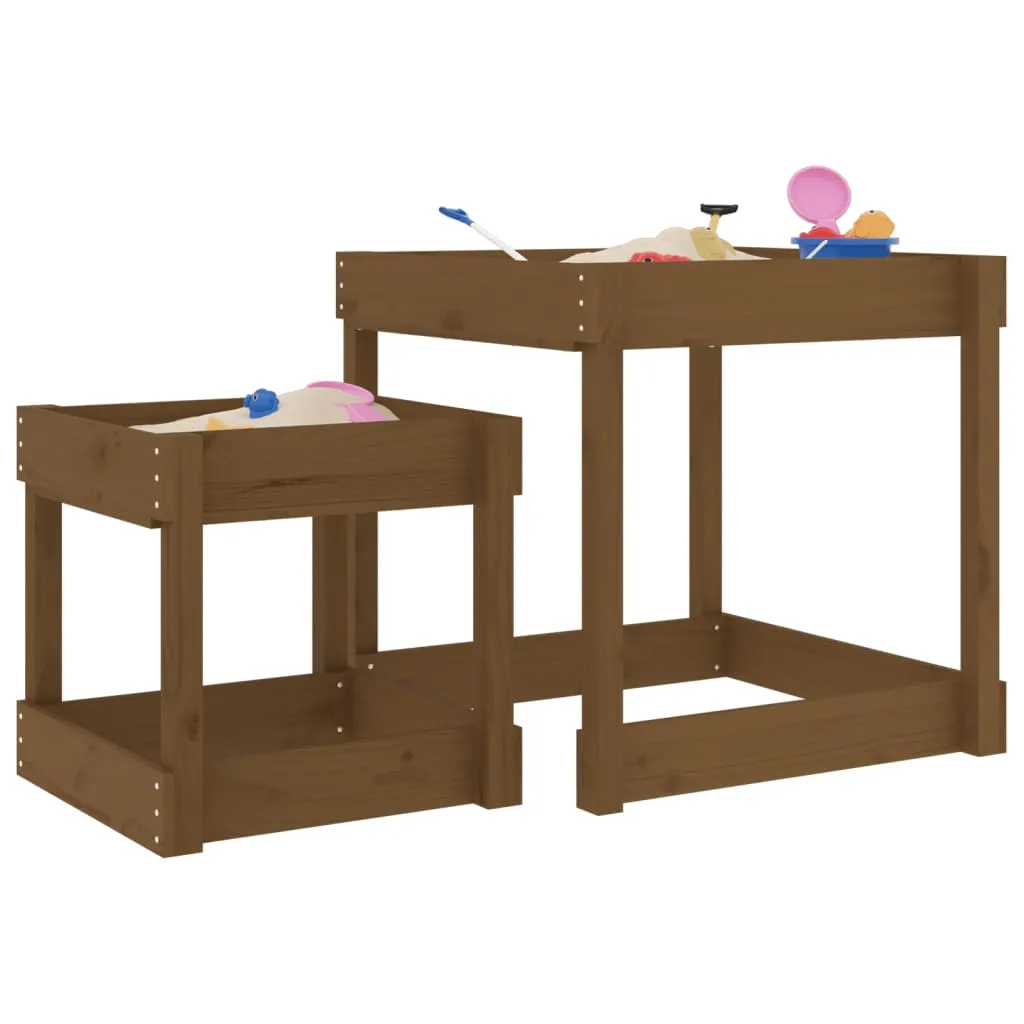 Sand Tables 2 pcs Honey Brown Solid Wood Pine