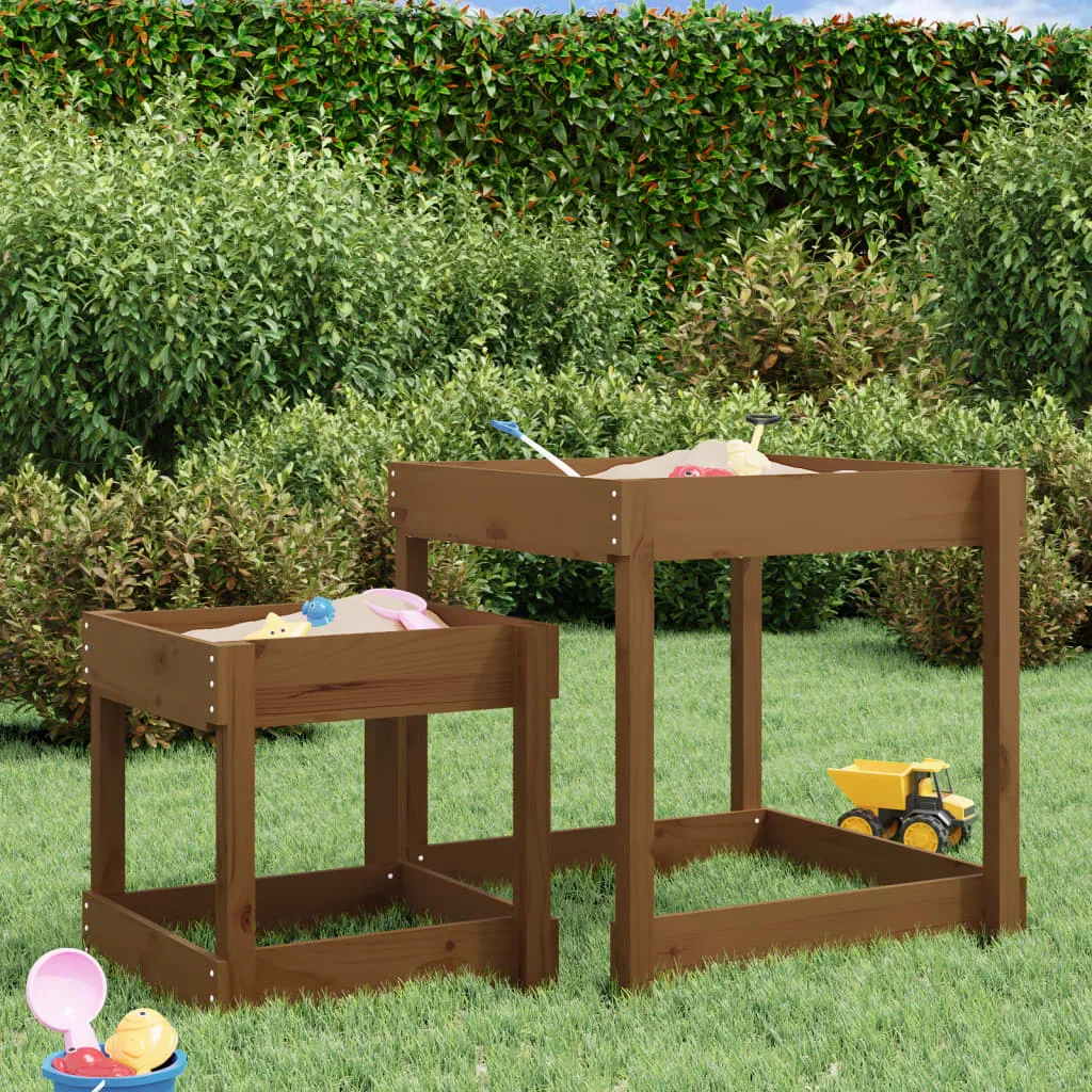 Sand Tables 2 pcs Honey Brown Solid Wood Pine