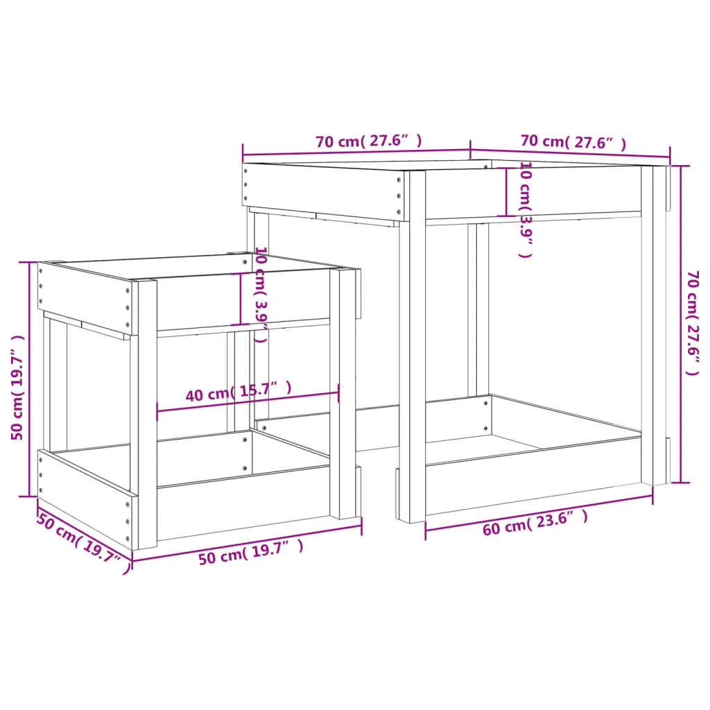 Sand Tables 2 pcs Solid Wood Douglas