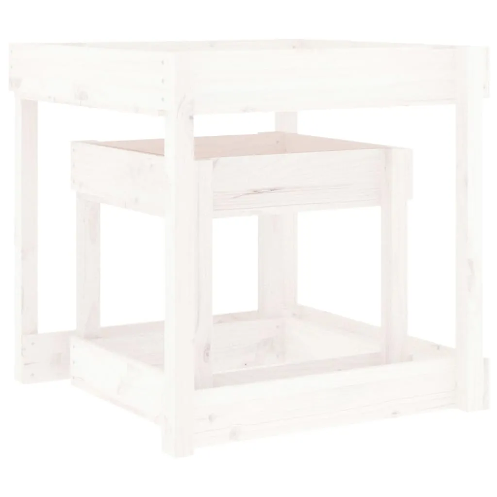 Sand Tables 2 pcs White Solid Wood Pine