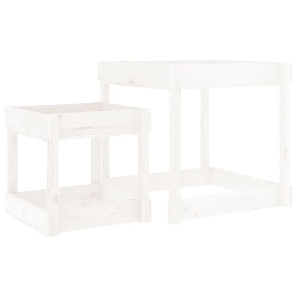 Sand Tables 2 pcs White Solid Wood Pine