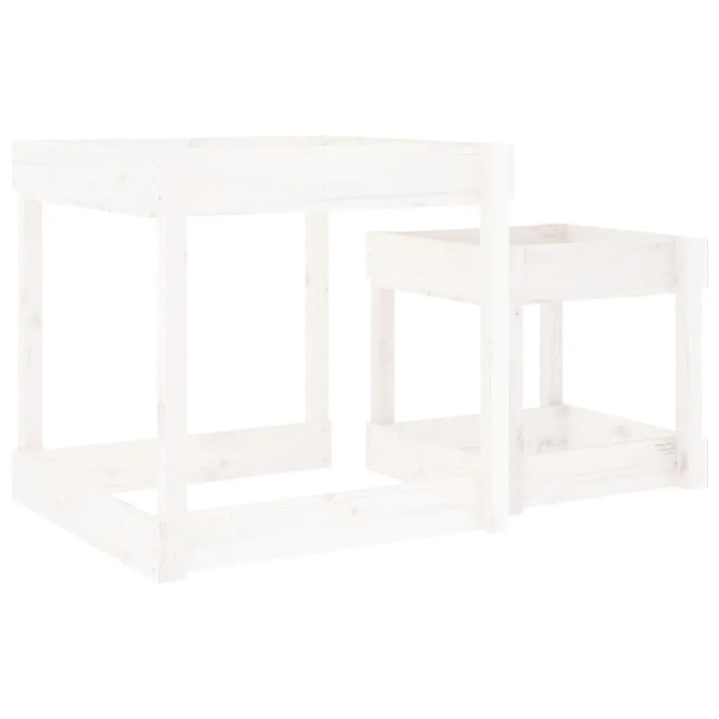 Sand Tables 2 pcs White Solid Wood Pine