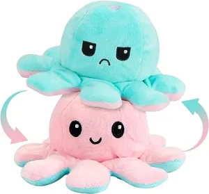 Storio Toy Octopus Plushie Reversible Soft Toys for Kids | Plush Soft Toys for Baby Boys and Girls | Octopus Soft Toy for Kids -18cm