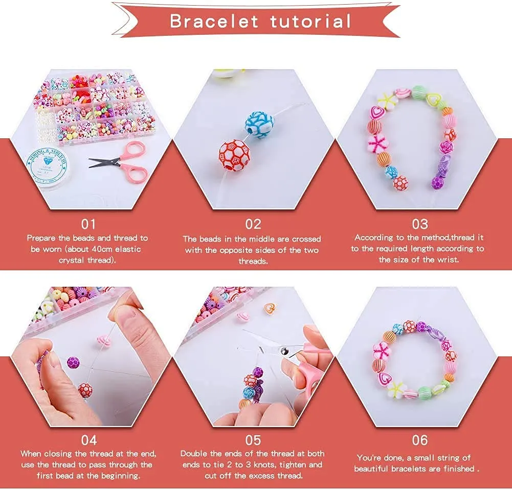 SYGA Beads for Kids Crafts Children's Jewelry Making Kit DIY Bracelets Necklace Hairband and Rings Craft Kits Birthday for 4, 5, 6, 7-Year-Old Little Girls-Multicolor (DIYBeadsSet-7)