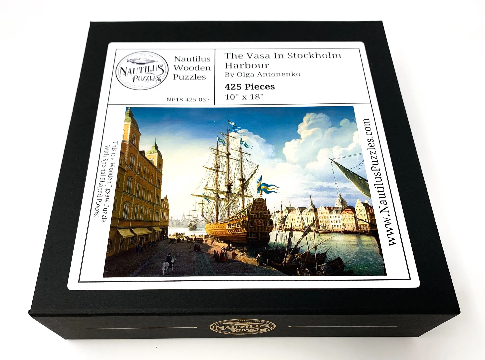 The Vasa In Stockholm Harbor (425 Pieces) by Olga Antonenko, Wooden Jigsaw Puzzle