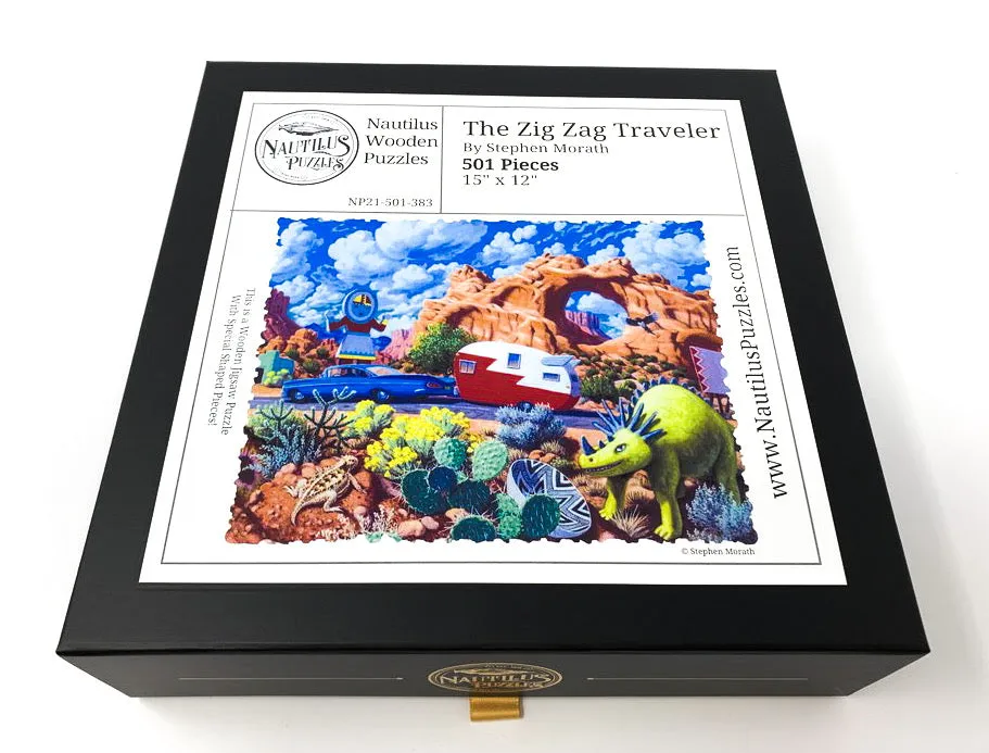 The Zig Zag Traveler (501 Piece Wooden Jigsaw Puzzle)