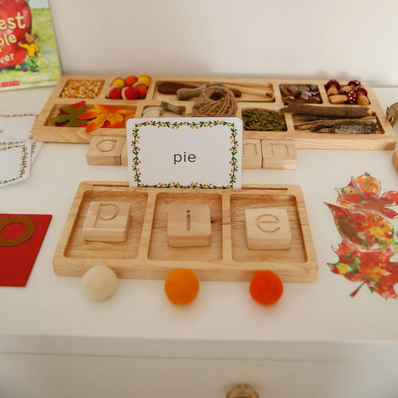 Three Section Read, Create, Write Tray | Salt, Sand & Flash Card Sensory Tray