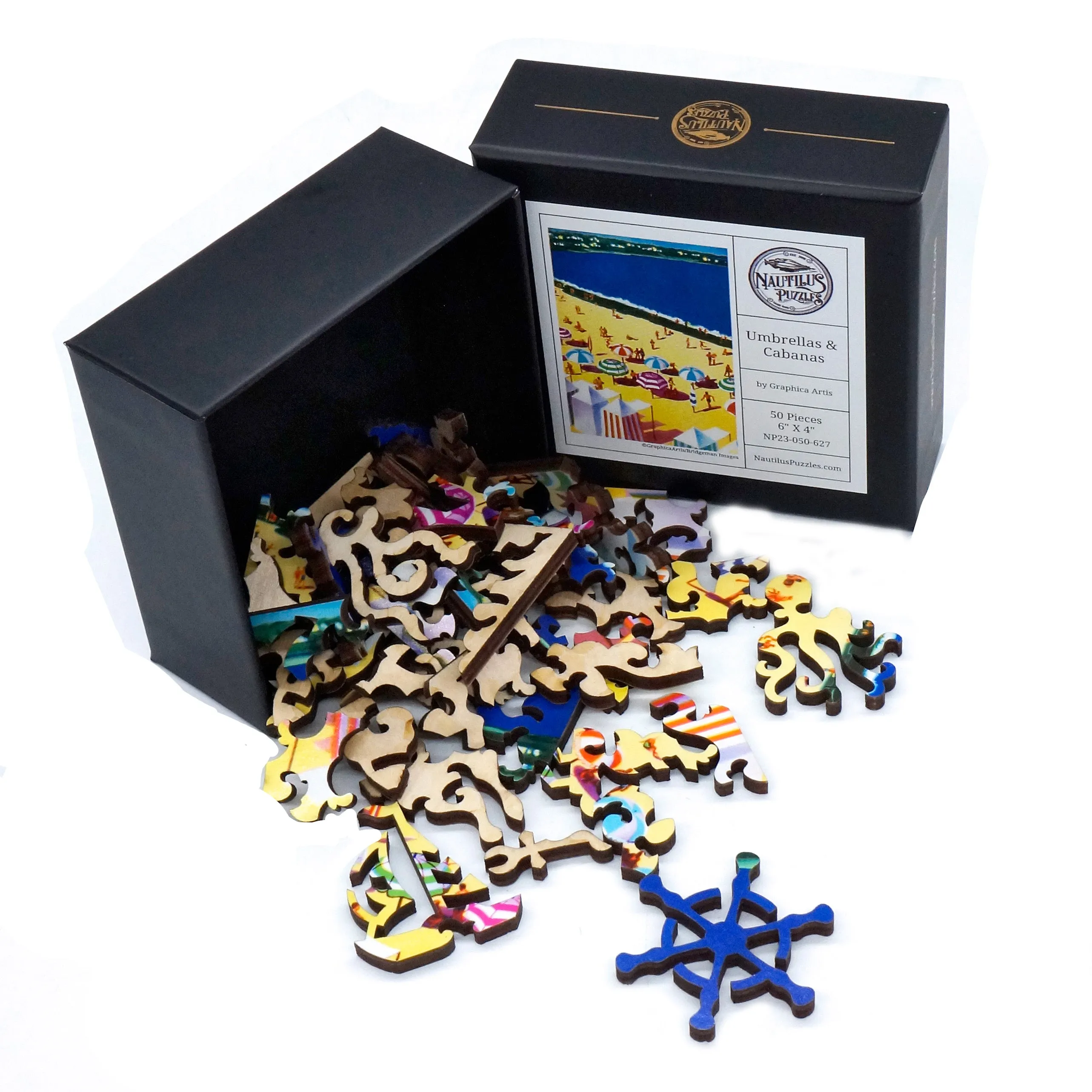 Umbrellas and Cabanas (50 Piece Mini Wooden Jigsaw Puzzle)