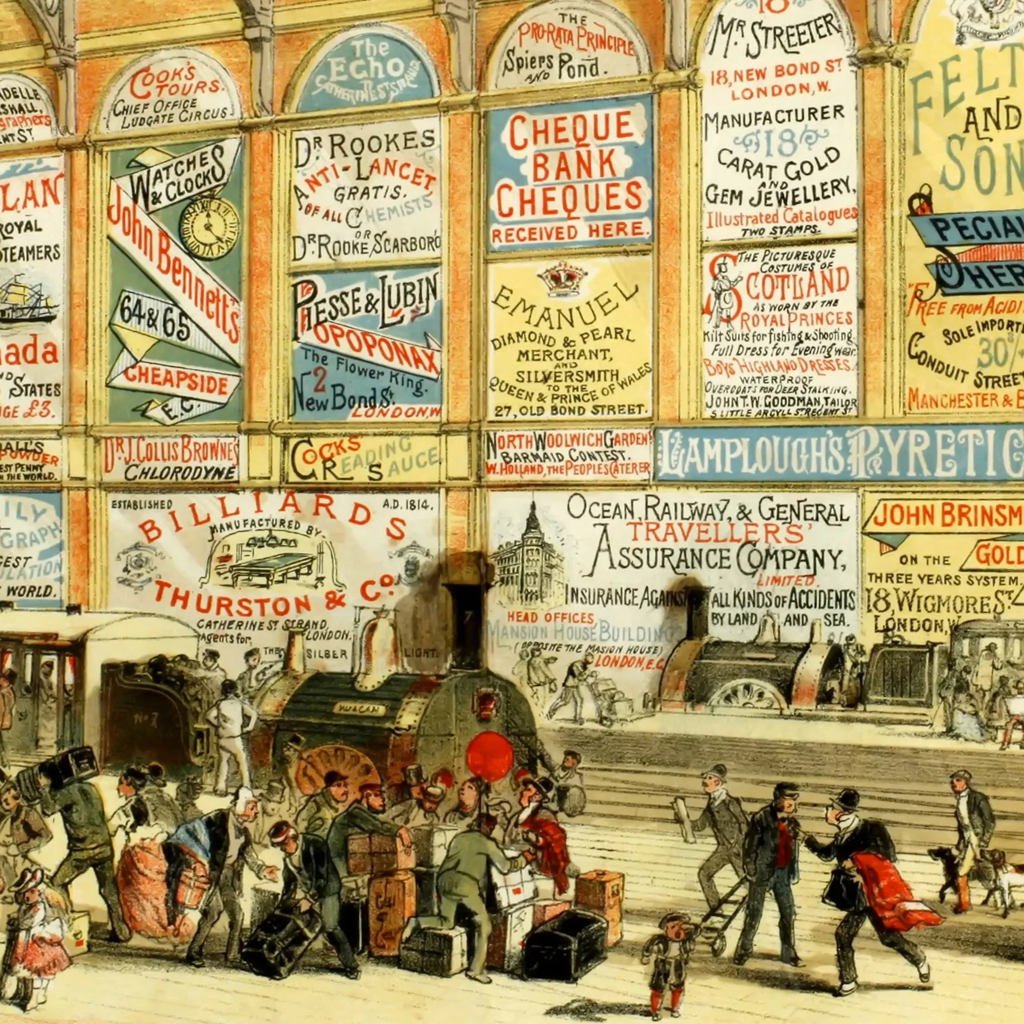 Victorian Modern Advertising: A Railway Station in 1874 (519 Pieces) Wooden Jigsaw Puzzle