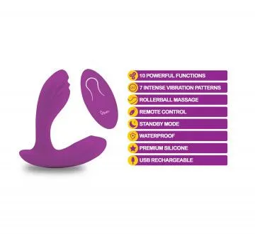 Wholesale Epiphany - Rollerball Clitoral Massager Remote Control 10-Function Panty Vibe Viben Vibrator - Berry