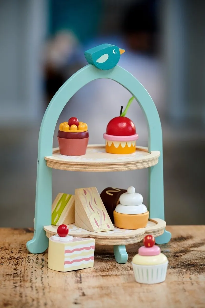 Wooden Birdie Afternoon Tea Stand