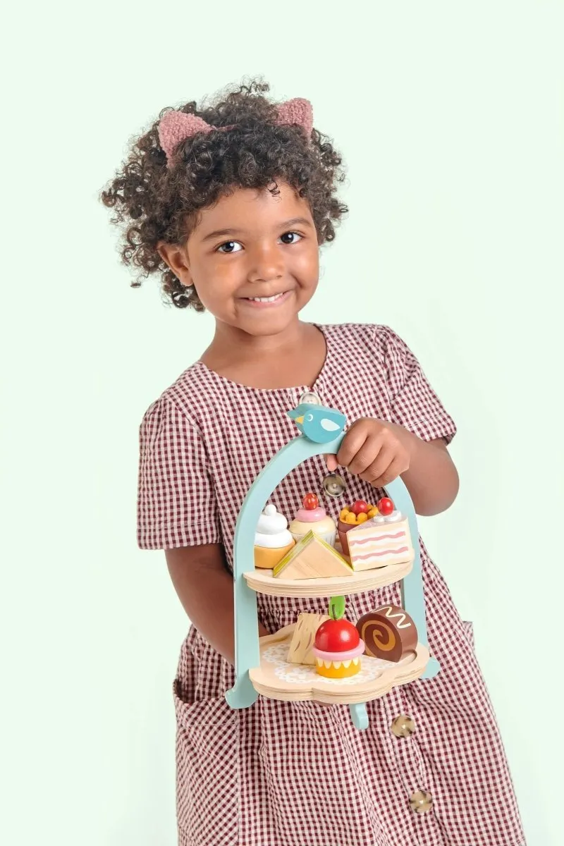 Wooden Birdie Afternoon Tea Stand