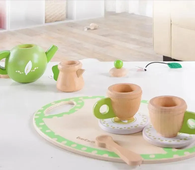 Wooden Green Tea Set