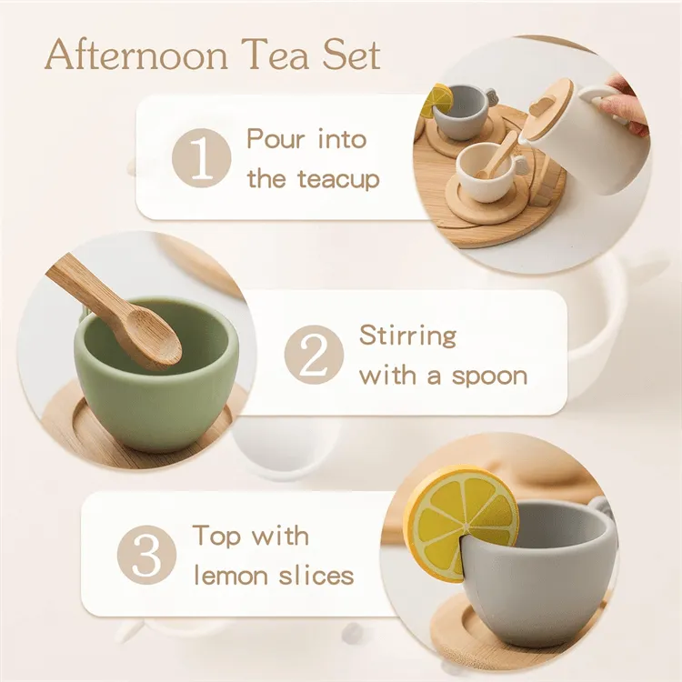 Wooden Silicone Afternoon Tea Set