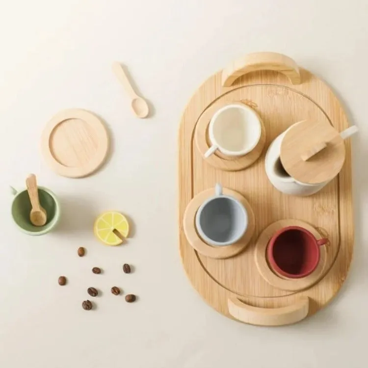 Wooden Silicone Afternoon Tea Set