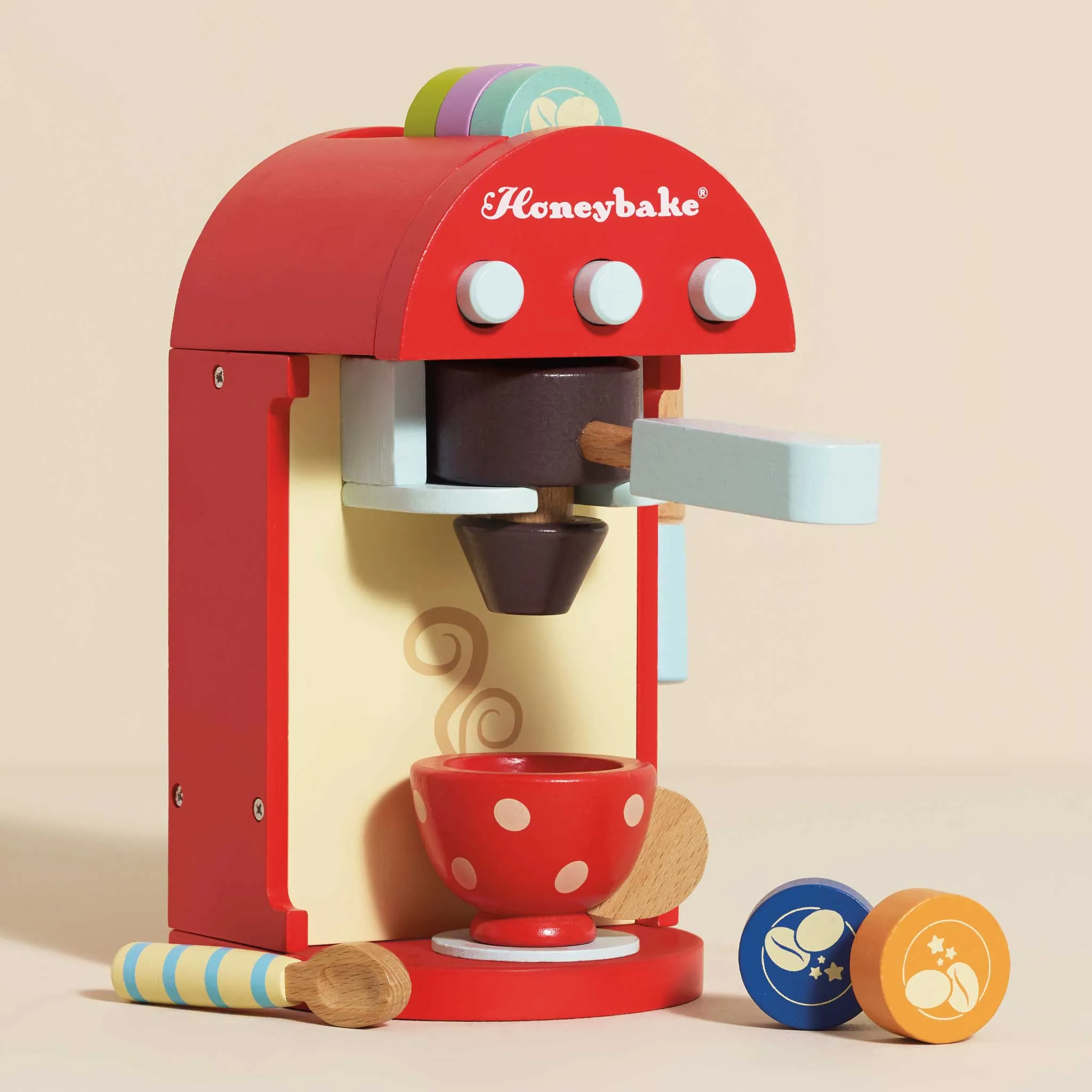 Wooden Toy Coffee Machine & Pods