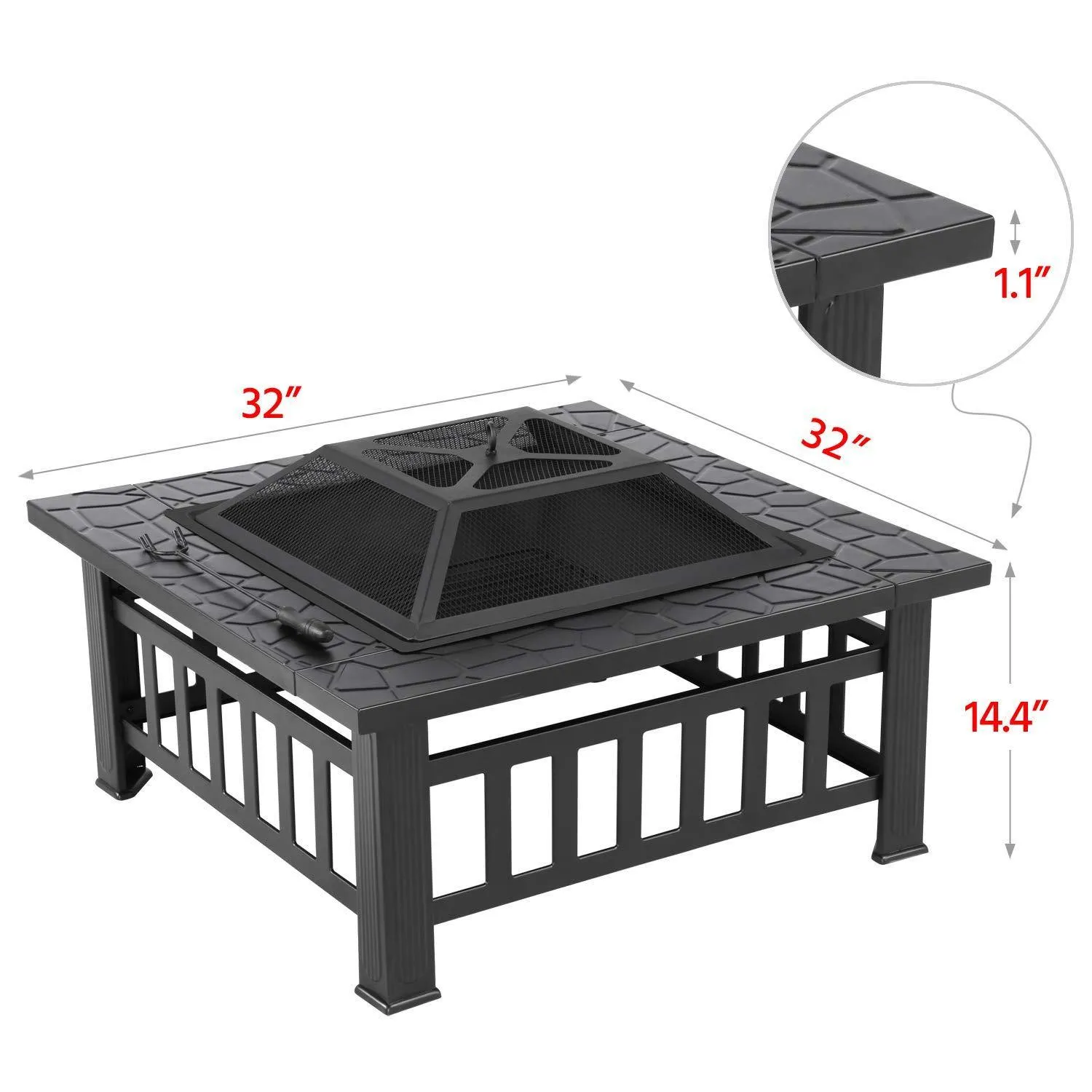 Yaheetech Metal Fire Pit 32 Inch